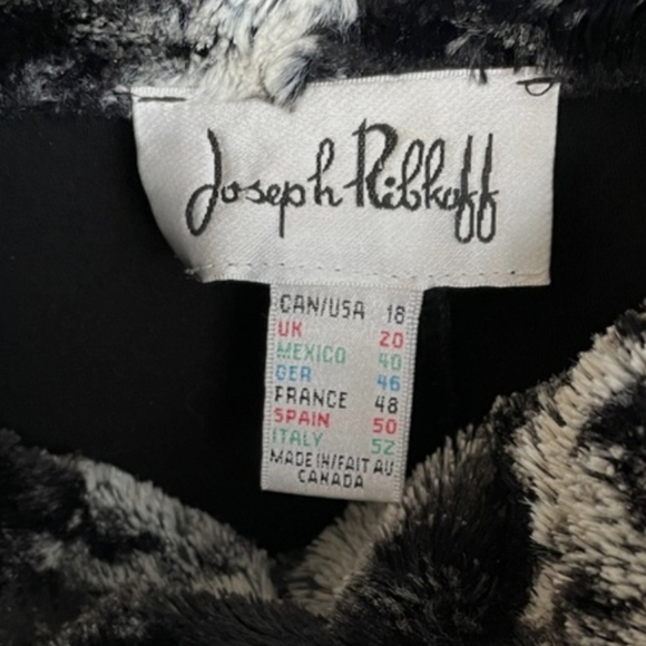 LAST Chance Joseph Ribkoff Black and Gray Faux Fur Trim Top - Picture 2 of 15